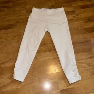 Soft Surroundings White Crop Leggings High Waist Ruched Ankle Size S